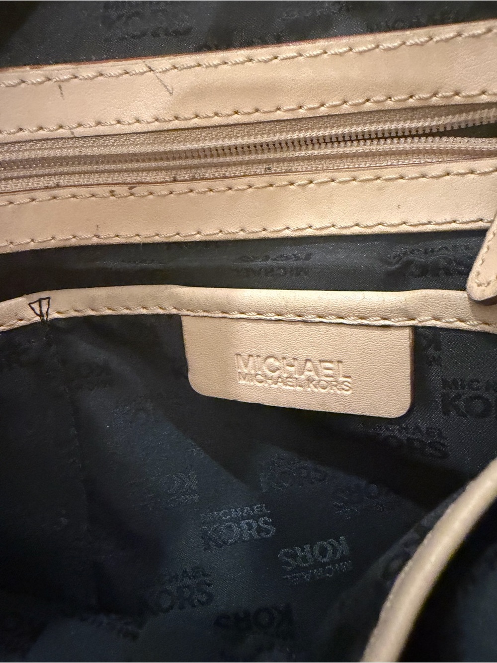 Michael Kors Black Leather Shoulder Tote with Tan Straps - Picture 5 of 6